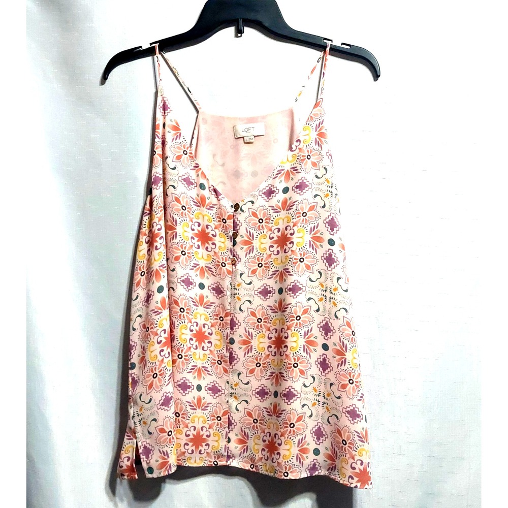Loft Outlet Tank Blouse Womens Junior Large Spaghetti Stap Lined Flowy Floral